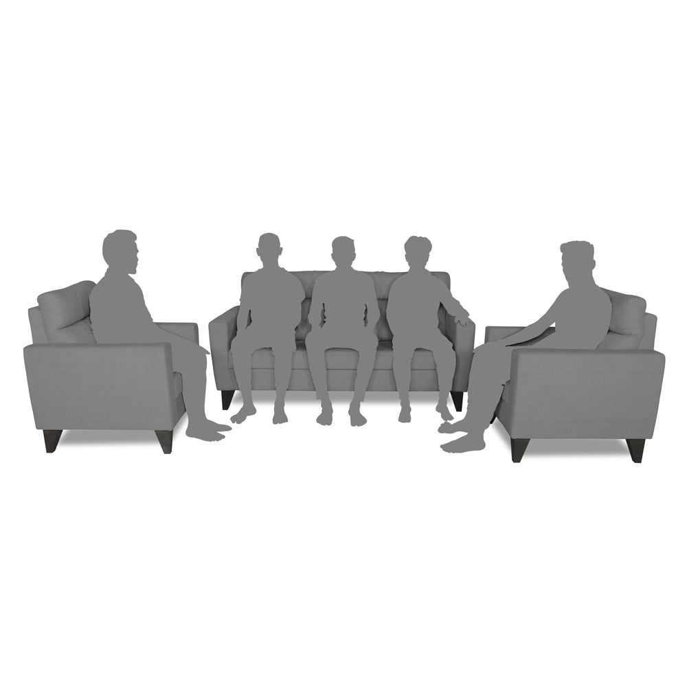 Adorn India Cardello 3-1-1 Five Seater Sofa Set (Grey) (3 Year Warranty)