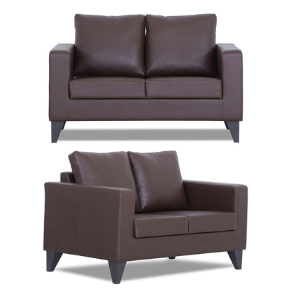 Adorn India Straight line Plus Leatherette 3+2 5 Seater Sofa Set (Brown) (3 Year Warranty)