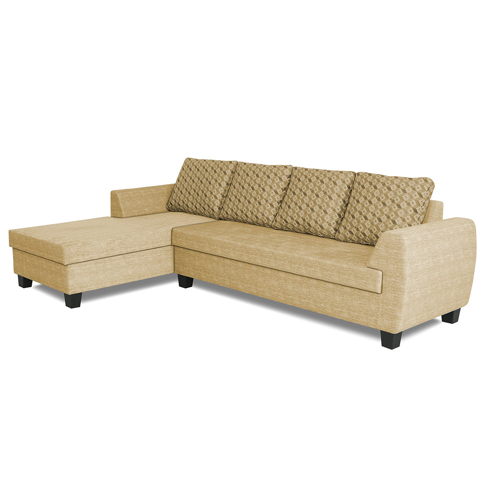 Adorn India Raiden Bricks Premium L Shape 6 Seater Sofa Set with Center Table (Left Hand Side) (Beige) (3 Year Warranty)