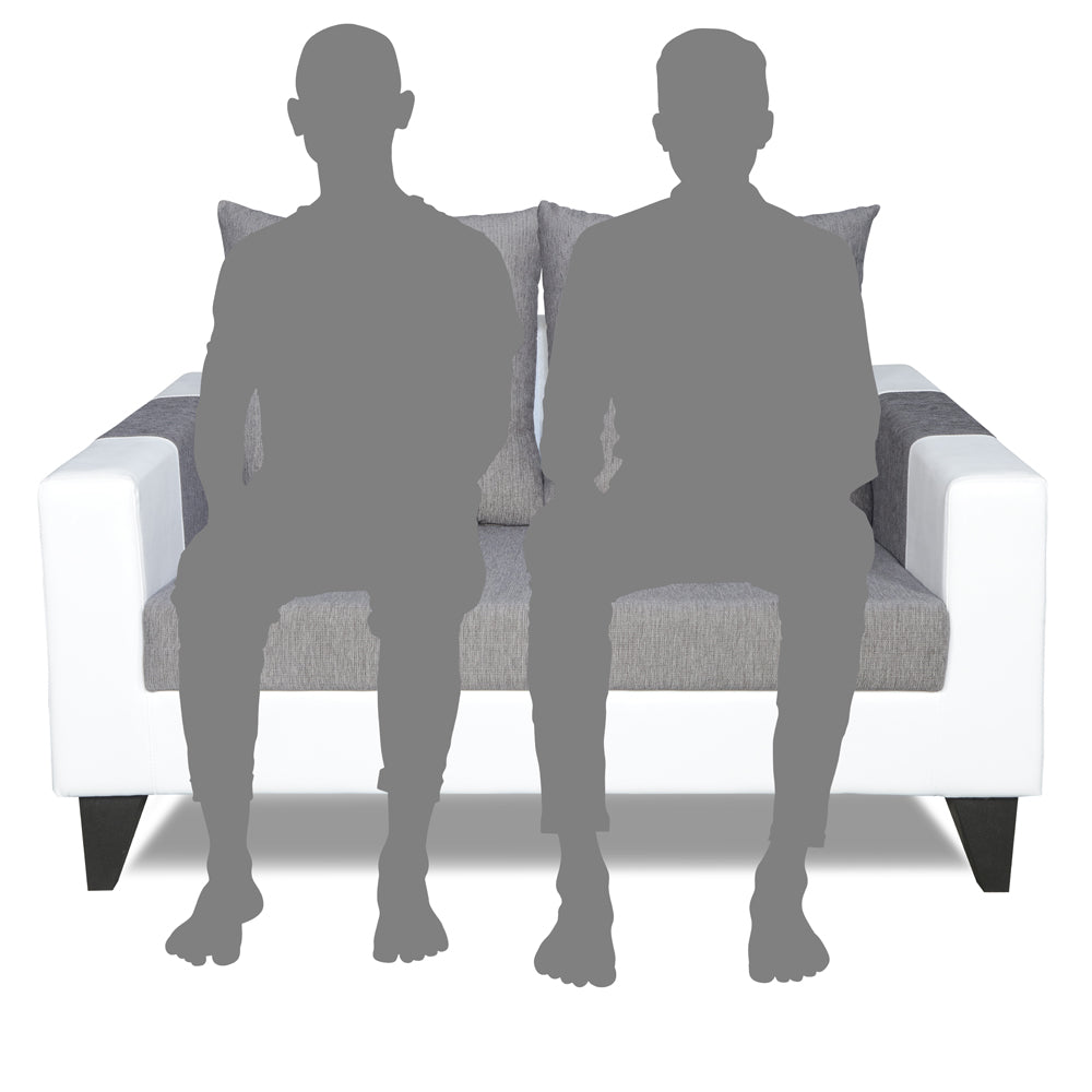 Adorn India Ashley Stripes Leatherette Fabric 2 Seater Sofa (Grey & White) (3 Year Warranty)