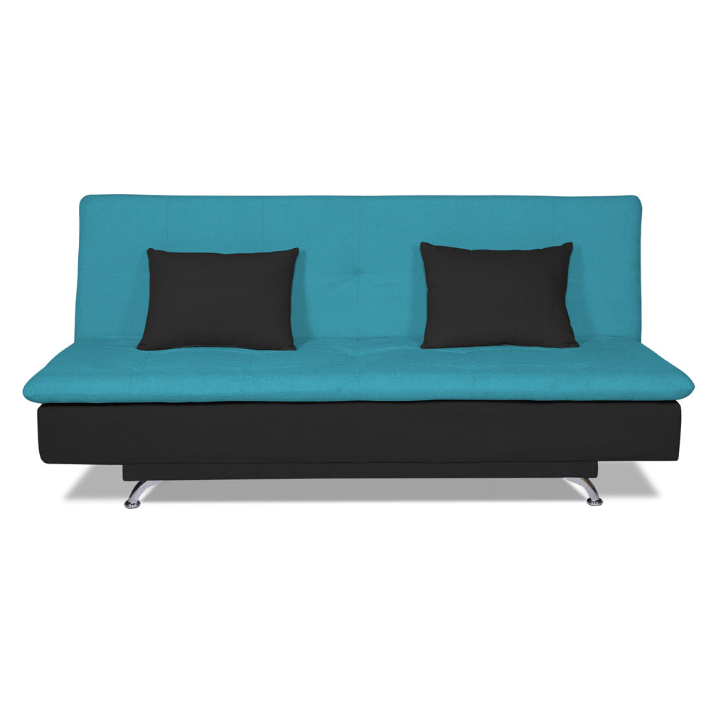 Adorn India Aspen 3 Seater Sofa cumbed(Aqua Blue & Black) (3 Year Warranty)