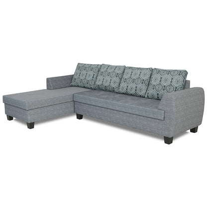 Adorn India Raiden Damask L Shape 6 Seater Sofa Set with Center Table (Left Hand Side) (Grey) (3 Year Warranty)