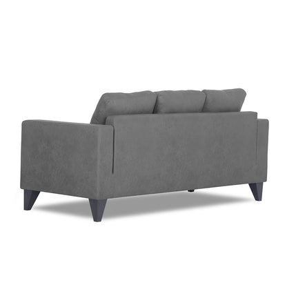 Adorn India Straight line Plus Premium Leatherette Suede 3 Seater Sofa (Grey) (3 Year Warranty)