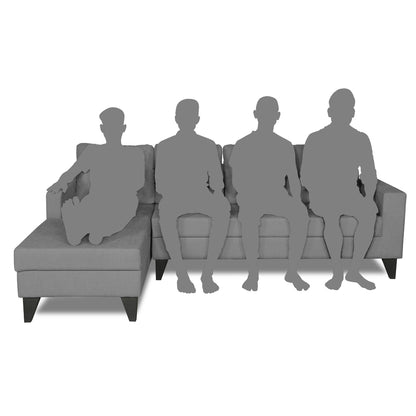 Adorn India Hallton L Shape Decent Sofa Set 7 Seater with Ottoman (Left Side) (Grey) (3 Year Warranty)