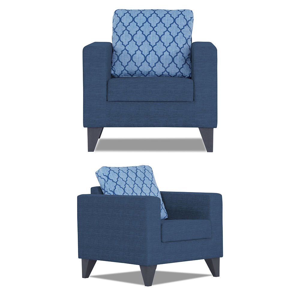 Adorn India Straight line Plus Blossom 3+1+1 5 Seater Sofa Set (Blue) (3 Year Warranty)