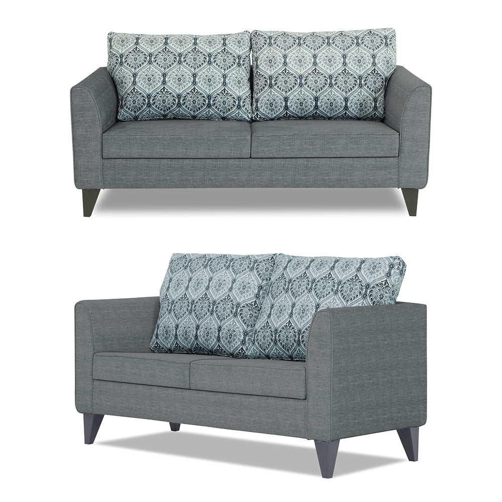 Adorn India Cortina Damask 3+2 5 Seater Sofa Set with Centre Table (Grey)