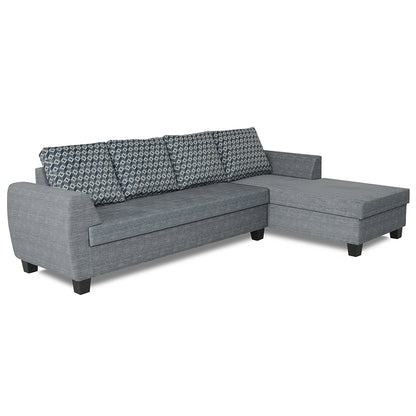 Adorn India Raiden Bricks Premium L Shape 6 Seater Sofa Set with Center Table (Right Hand Side) (Grey) (3 Year Warranty)