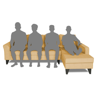 Adorn India Maddox Stripes L Shape 6 Seater Sofa Set RHS (Beige) (3 Year Warranty)