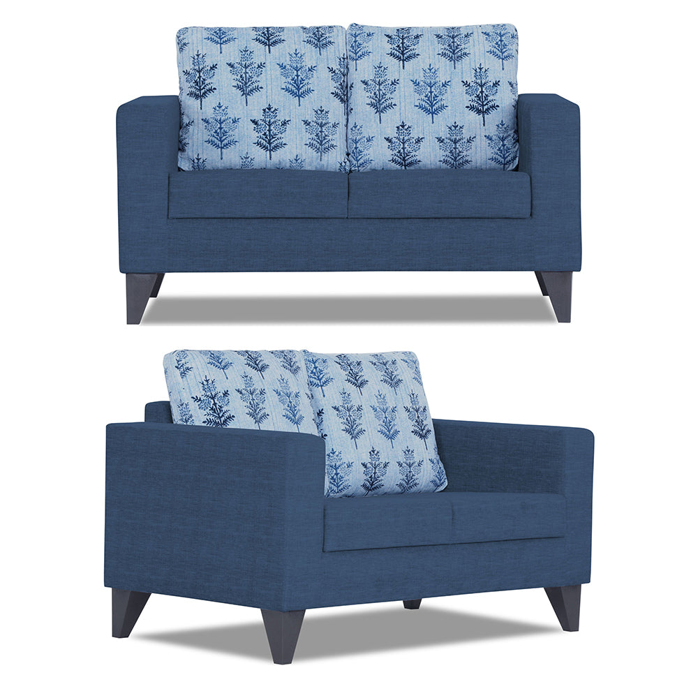 Adorn India Straight line Plus Leaf 3+2 5 Seater Sofa Set (Blue) (3 Year Warranty)