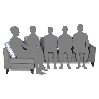 Adorn India Bryson L Shape 6 Seater Sofa Set Digitel Print (Left Hand Side) (Grey) (3 Year Warranty)