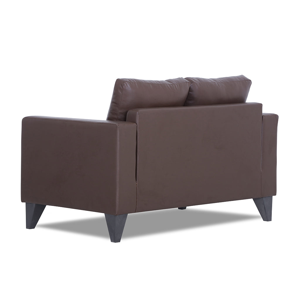 Adorn India Straight line Plus Leatherette 2 Seater Sofa (Brown) (3 Year Warranty)