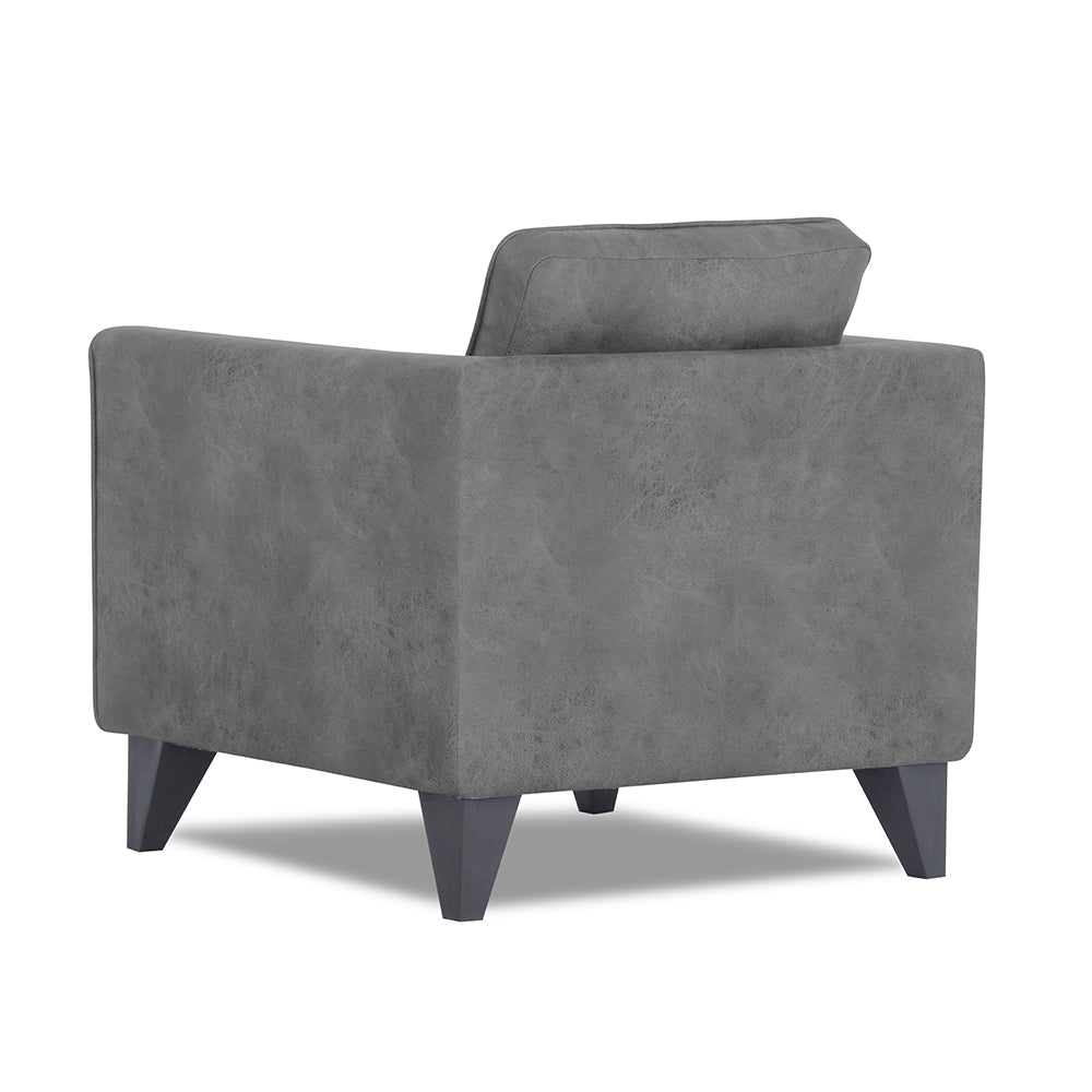 Adorn India Enzo Decent Premium Leatherette Suede 1 Seater Sofa (Grey)
