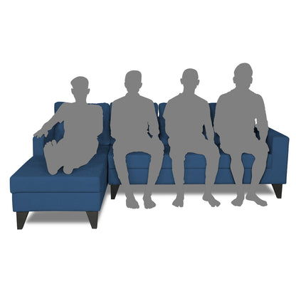 Adorn India Hallton Plain L Shape 6 Seater Sofa Set LHS (Blue) (3 Year Warranty)