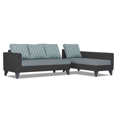 Adorn India Beetle Plus Blossom L Shape 6 Seater Sofa Set (Right Hand Side)(Black & Grey) (3 Year Warranty)