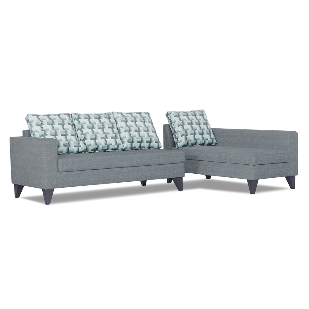 Adorn India Beetle Plus Bricks L Shape 6 Seater Sofa Set (Right Hand Side) (Grey) (3 Year Warranty)