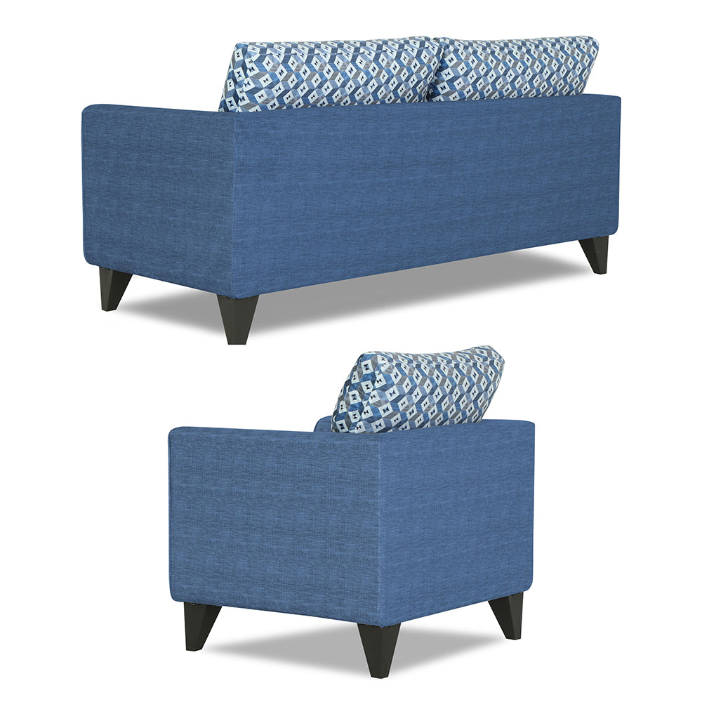 Adorn India Tornado Bricks 3+1+1 5 Seater Sofa Set with Centre Table (Blue)