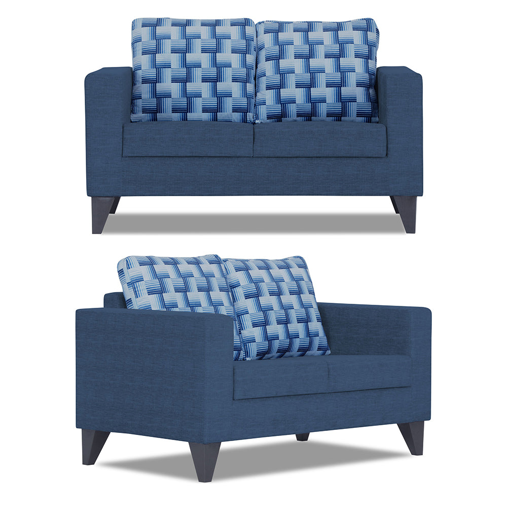 Adorn India Straight line Plus Bricks 3+2 5 Seater Sofa Set (Blue) (3 Year Warranty)