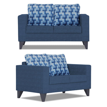Adorn India Straight line Plus Bricks 3+2 5 Seater Sofa Set (Blue) (3 Year Warranty)
