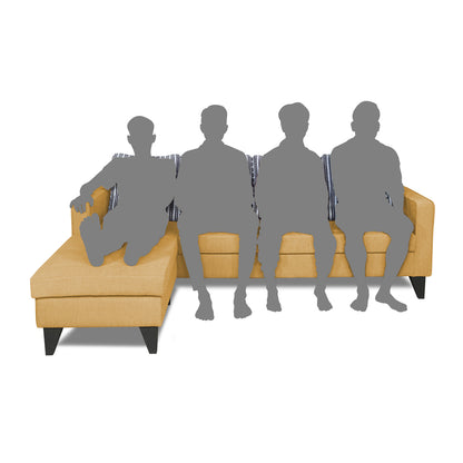 Adorn India Chandler Stripes L Shape 5 Seater Sofa Set LHS (Beige) (3 Year Warranty)