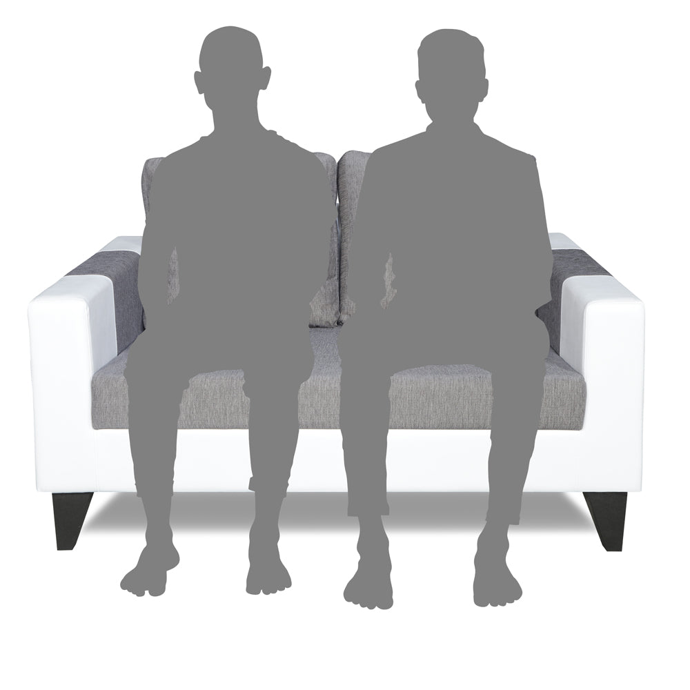 Adorn India Ashley Plain Leatherette Fabric 2 Seater Sofa (Grey & White) (3 Year Warranty)