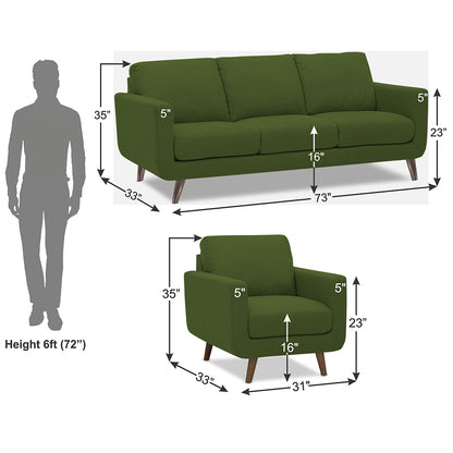Adorn India Damian 3-1-1 5 Seater Sofa Set (Green)