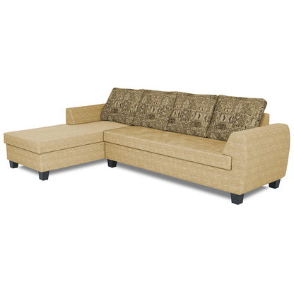 Adorn India Raiden Crafty L Shape 6 Seater Sofa Set with Center Table (Left Hand Side) (Beige) (3 Year Warranty)