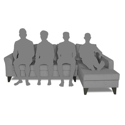 Adorn India Maddox Stripes L Shape 6 Seater Sofa Set RHS (Grey) (3 Year Warranty)