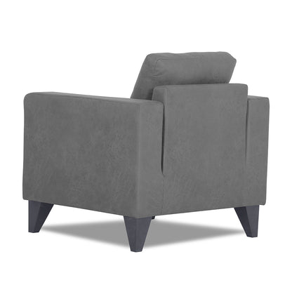 Adorn India Straight line Plus Premium Leatherette Suede 1 Seater Sofa (Grey) (3 Year Warranty)