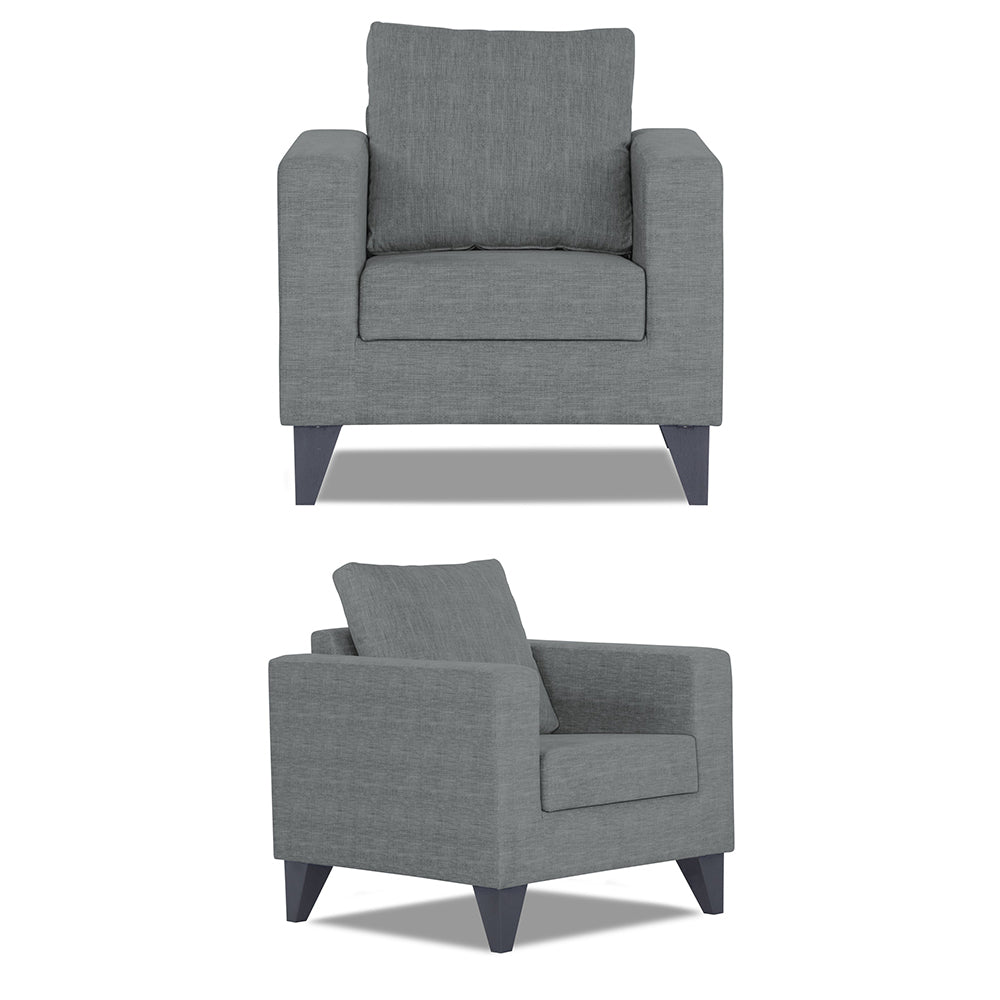 Adorn India Hallton Plain 3+2+1 6 Seater Sofa Set (Grey) (3 Year Warranty)