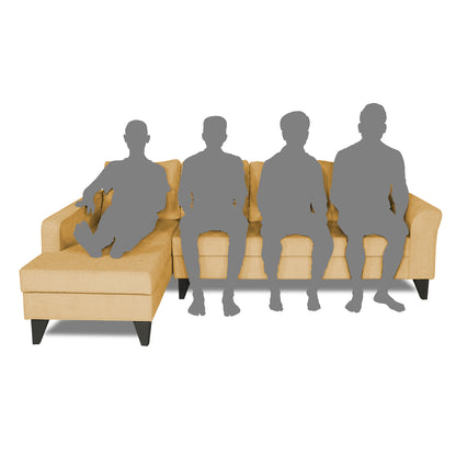 Adorn India Maddox Stripes L Shape 6 Seater Sofa Set LHS (Beige) (3 Year Warranty)