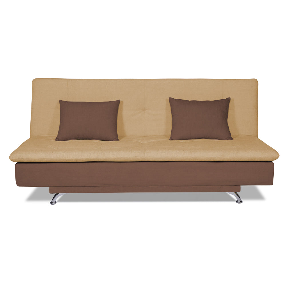 Adorn India Aspen 3 Seater Sofa Cum Bed (Brown and Beige) (3 Year Warranty)