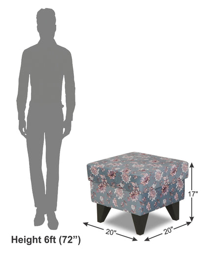 Adorn India Christoper 1 Seater Floral Print Puffy (Grey)