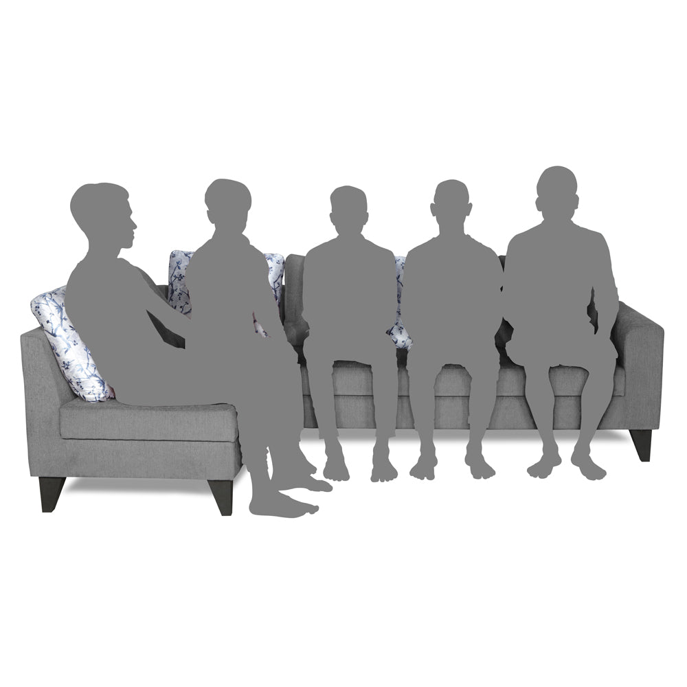 Adorn India Bryson L Shape 6 Seater Sofa Set Plain (Left Hand Side) (Grey) (3 Year Warranty)