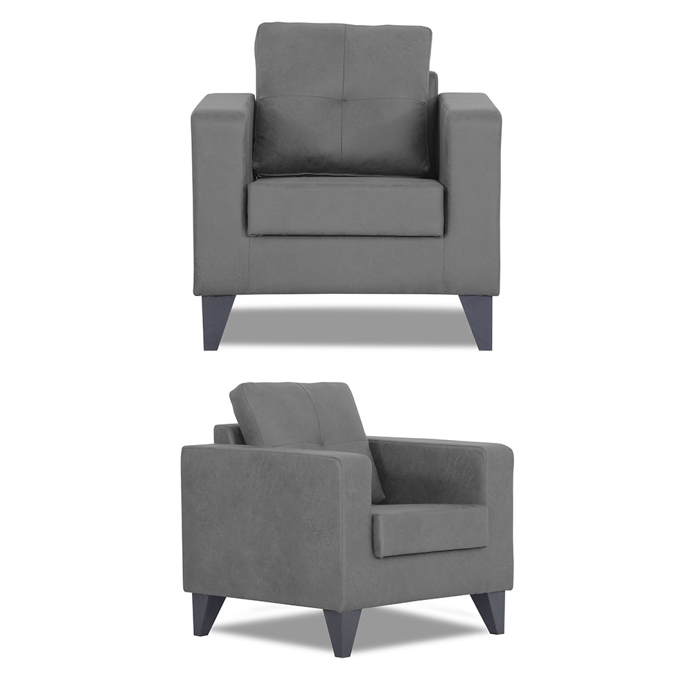 Adorn India Straight line Plus Premium Leatherette Suede 3+1+1 5 Seater Sofa Set (Grey) (3 Year Warranty)