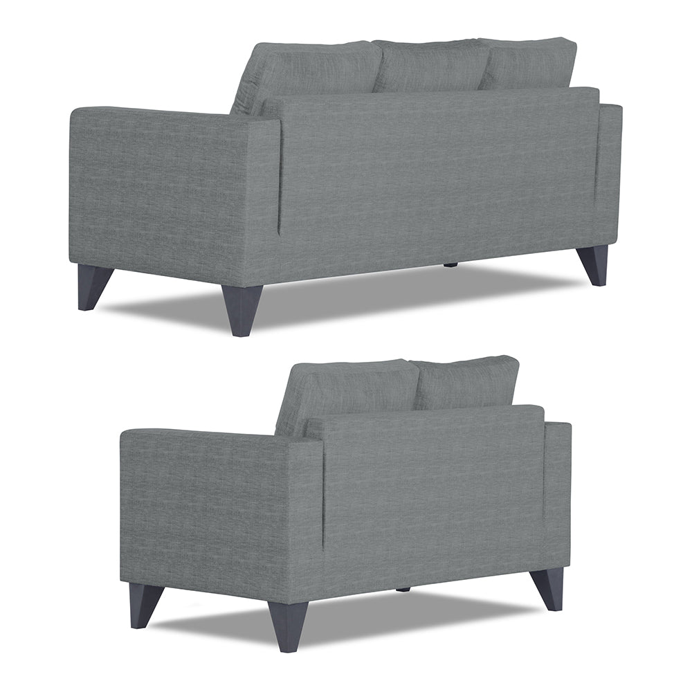 Adorn India Hallton Plain 3+2 5 Seater Sofa Set (Grey) (3 Year Warranty)