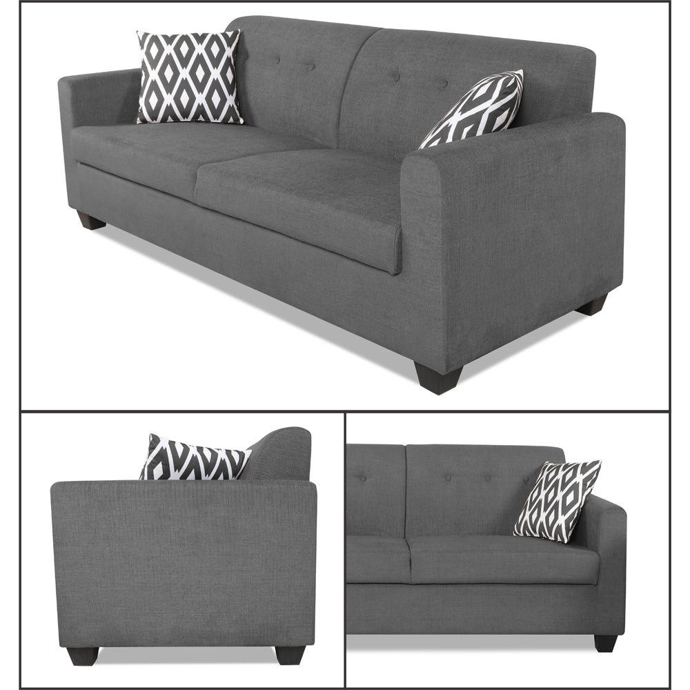 Adorn India Wood Blazer Plus 3-1-1 Five Seater Sofa Set (Grey)