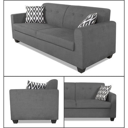Adorn India Wood Blazer Plus 3-1-1 Five Seater Sofa Set (Grey)