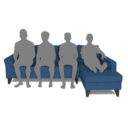 Adorn India Maddox Tufted L Shape 6 Seater Sofa Set RHS (Blue) (3 Year Warranty)