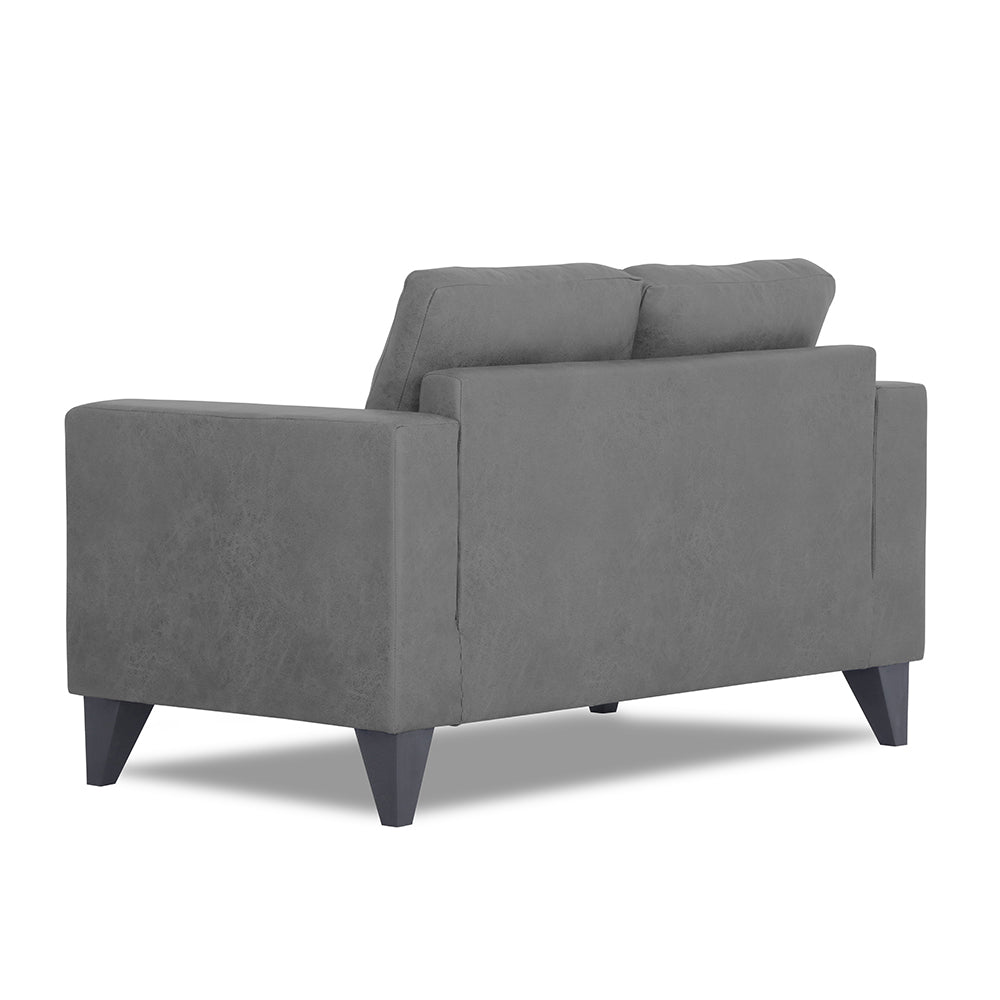 Adorn India Straight line Plus Premium Leatherette Suede 2 Seater Sofa (Grey) (3 Year Warranty)