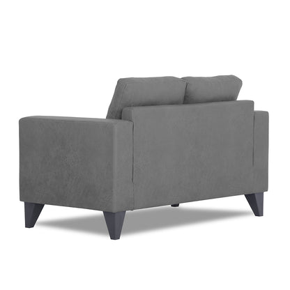 Adorn India Straight line Plus Premium Leatherette Suede 2 Seater Sofa (Grey) (3 Year Warranty)
