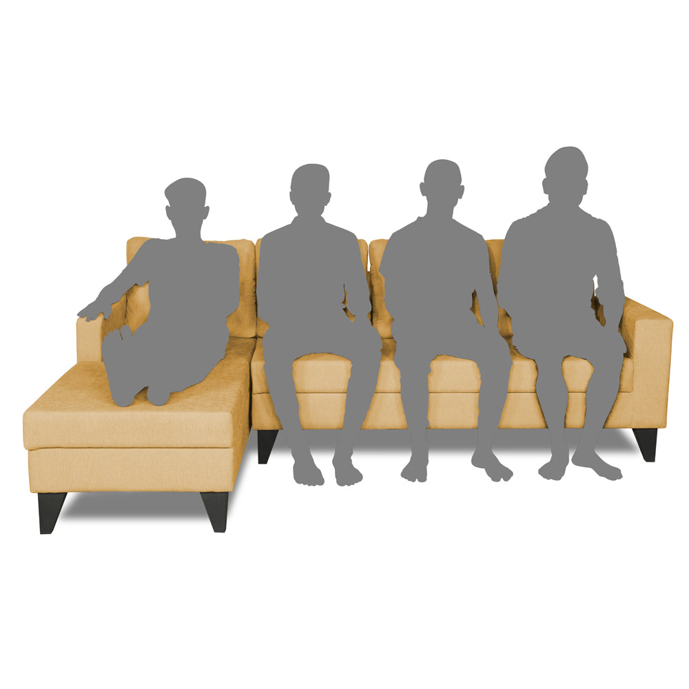 Adorn India Hallton Plain L Shape 6 Seater Sofa Set LHS (Beige) (3 Year Warranty)