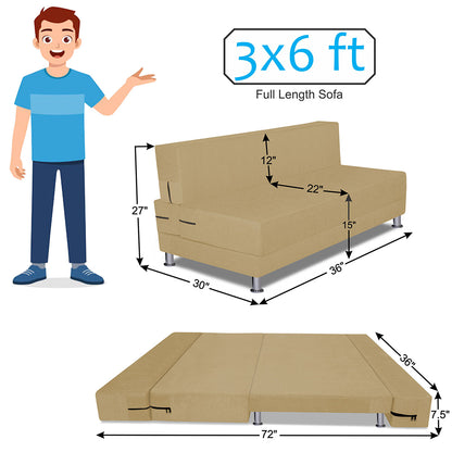 Adorn India Easy Alyn Plus Decent 2 Seater Sofa Cum Bed (3x6) (Beige) (1 Year Warranty)