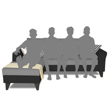 Adorn India Maddox L Shape 4 Seater Sofa Set Tufted Two Tone LHS (Grey & Black) (3 Year Warranty)