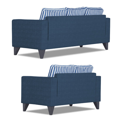 Adorn India Straight Line Plus Stripes 3+2 5 Seater Sofa Set (Blue) (3 Year Warranty)