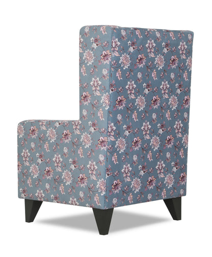 Adorn India Christopher 1 Seater Wing Chair Floral Print (Grey)