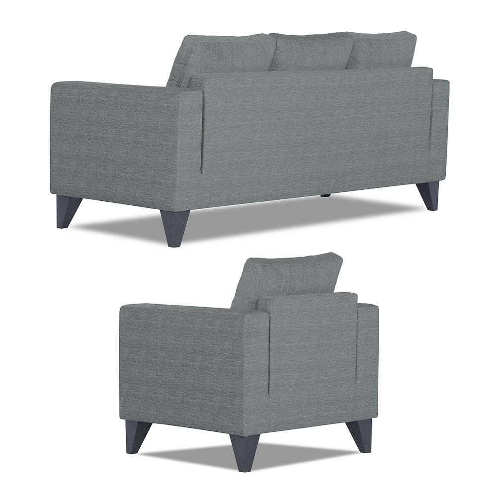 Adorn India Hallton Plain 3-1-1 5 Seater Sofa Set (Grey) (3 Year Warranty)
