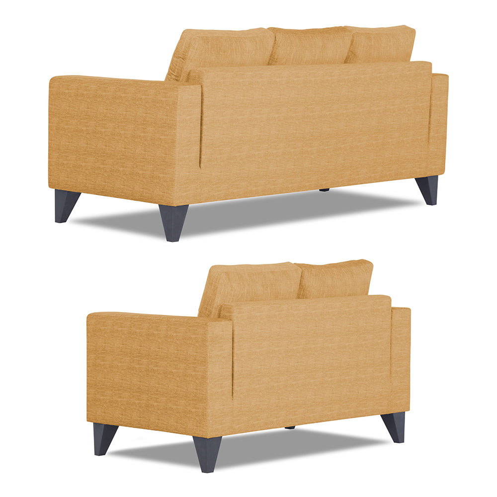 Adorn India Hallton Plain 3+2 5 Seater Sofa Set (Beige) (3 Year Warranty)