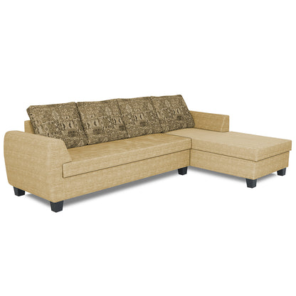 Adorn India Raiden Crafty L Shape 6 Seater Sofa Set with Center Table (Right Hand Side) (Beige) (3 Year Warranty)