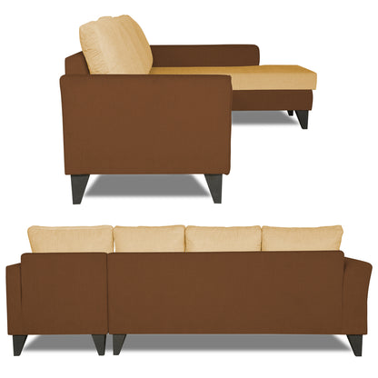 Adorn India Maddox Plain Two Tone L Shape 6 Seater Sofa Set RHS (Brown & Beige) (3 Year Warranty)