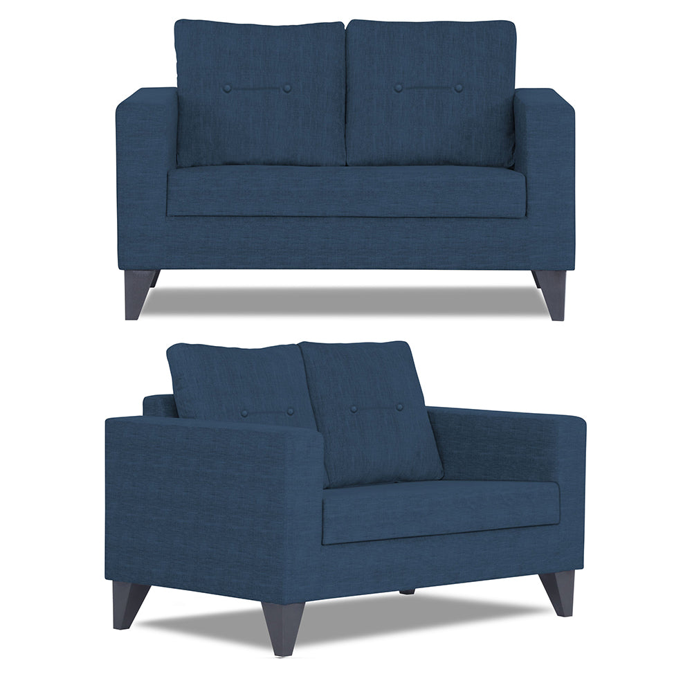 Adorn India Hallton Tufted 3-2-1 Six Seater Sofa Set (Blue) (3 Year Warranty)